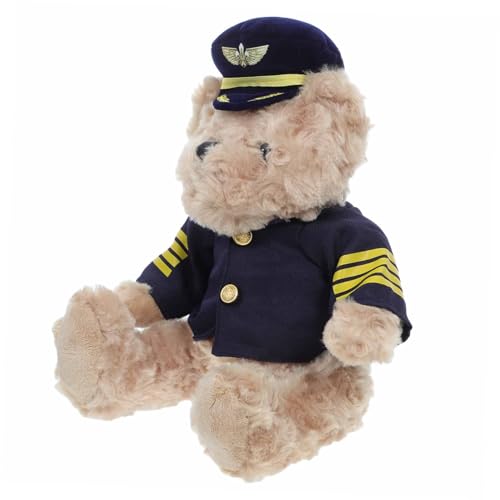 TOKIDNY Plüsch Pilotenbärenpuppe Für Kleinkinder Süßes Stofftier Weiche Stoffbärenpuppe Verkleidete Bärenpuppe Mit Pilotenmotiv Kleiner Bär Mit Pilotenoutfit von TOKIDNY