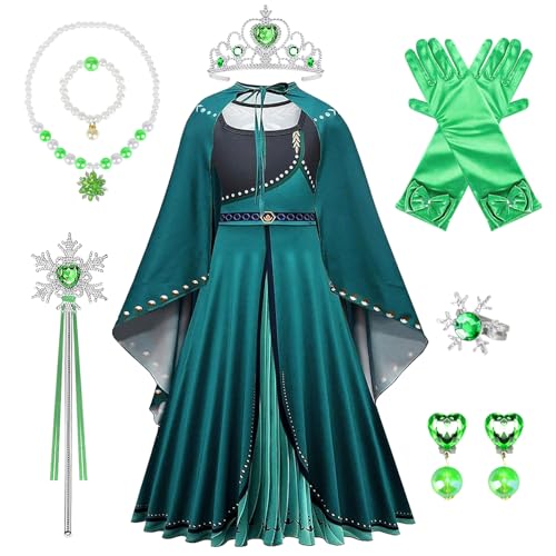 Anna Kostüm Mädchen, Eiskönigin Prinzessin Anna Kostüm Kleid mit Cape für Mädchen, Prinzessin Königin Anna Krönung Kostüm für Kinder, Elsa Prinzessin Kleid Mädchen für Halloween Karneval Cosplay (120) von TOLOYE