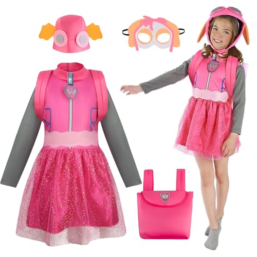 TOLOYE Kostüme für Kinder Mädchen,Kinder Kostüme Set mit Kleid,Kopfschmuck,Rucksack,Augen Patch,Kostüm für Jungen Mädchen 3-4 Jahre,Cosplay Geschenke für Kinder Halloween,Karneval von TOLOYE