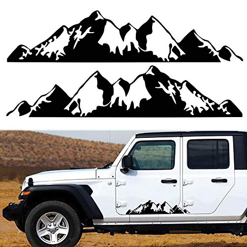 TOMALL 1 Paar 75cm Berge Aufkleber Aufkleber für Karosserietür Seite Auto Schnee Berge Grafik Vinyl Aufkleber Dekoration für SUV LKW Geländewagen Universal Long Size Aufkleber Zubehör (Schwarz) von TOMALL