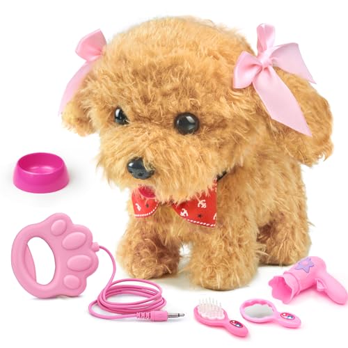 TOMMYHOME Kinder Elektronische Haustiere Hund, Interaktives Plüschtier Spielzeug mit Ferngesteuerter Leine & Zubehör Geschenk für Mädchen und Junge von TOMMYHOME