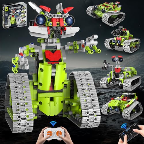 TOMOROY Roboter Kinder Spielzeug Klemmbausteine Technik Roboter 5-in-1Programmierbar App & Fernsteuerung Technik Roboter/Rennpanzer, Geburtstagsgeschenk für Jungen Mädchen 6-12+ Jahre (705 Stück) von TOMOROY