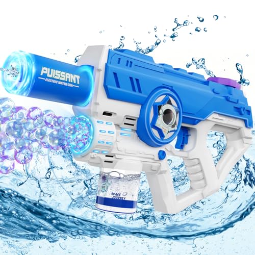 Wasserpistole Elektrisch für Kinder Erwachsene, 2-in-1 Automatische Wasserspritzpistole 32 FT Großer Reichweite Seifenblasenpistole, 500cc + 130cc Große Kapazität wasserpistole Sommer Spielzeug von TOMOROY