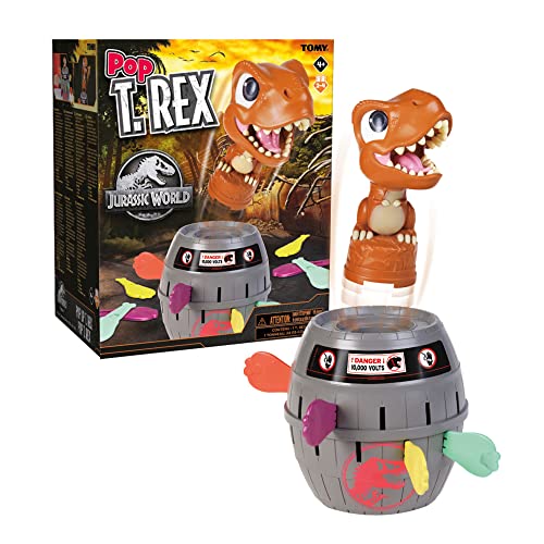 Tomy Pop Up Trex Classic Action Spiel, Familie & Vorschulkinder Jurassic World Spiele, für Kinder 4, 5, 6, 7, 8 Jahre alt Jungen & Mädchen & Erwachsene von TOMY