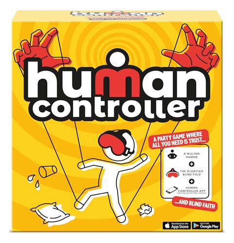 TOMY Human Controller Game - Interaktive Augenbinde Challenge mit vibrierendem Headset & mobiler App - Lustiges Party- & Teamspiel für 2+ Spieler - 30+ lustige Aufgaben - iOS & Android kompatibel - ab von TOMY