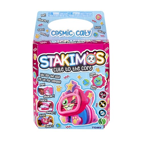 TOMY Stakimos Cosmic Caty Bastelset für Kinder, um Ihren eigenen bezaubernden 3D-Charakter aus recyceltem Polyester-Bastelschaum zu bauen, kein Kleber oder Schneiden erforderlich, Bastelsets für von TOMY