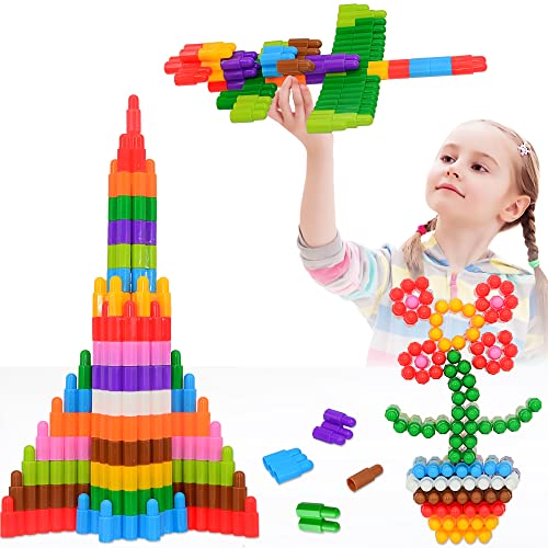 TOMYOU Kinder 140-teiliges Set Bausteine Konstruktionsspielzeug - Lernen STEM Spielzeug Lernset Kind - 10 Farben Bauspielzeug für Kinder ab 3 Jahren von TOMYOU