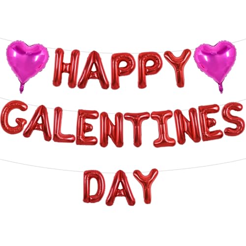 TONIFUL 40,6 cm rote Happy Galentines Day Buchstaben Luftballons Valentinstag Folie Alphabet Ballons Banner für Valentinstag Hochzeit Brautdusche Jahrestag Verlobung Damen Mädchen Party Supplies von TONIFUL