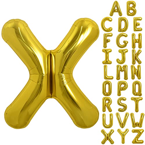 TONIFUL 40 Zoll große Goldfarbene X Buchstabe Ballons Jumbo Helium Ballons, Folie Mylar Big Alphabet Ballons für Geburtstagsfeier Jubiläum Valentinstag Zubehör Dekorationen von TONIFUL