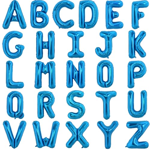 TONIFUL 52 Stück 16 Zoll Blaue Buchstabe A-Z Ballons Benutzerdefinierte Phrase Mylar Folie Alphabet Erstellen Sie Ihr Eigenes Banner für Geburtstag Jubiläum Feier Graduierung Party Supplies von TONIFUL