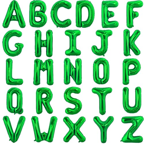 TONIFUL 52 Stück 16 Zoll Grüne Buchstabe A-Z Ballons Benutzerdefinierte Phrase Mylar Folie Alphabet Erstellen Sie Ihr Eigenes Banner für Geburtstag Jubiläum Feier Graduierung Party Supplies von TONIFUL