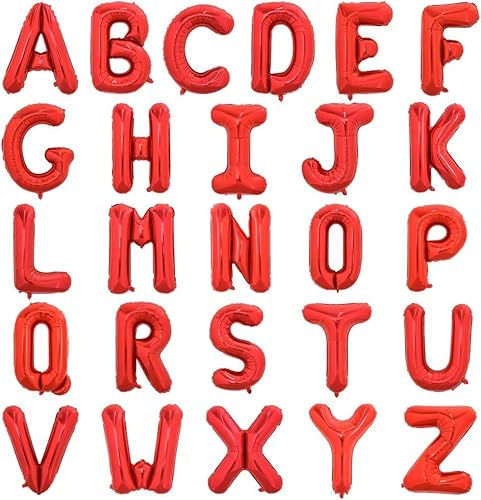 TONIFUL 52 Stück 16 Zoll Rot Buchstabe A-Z Ballons Benutzerdefinierte Phrase Mylar Folie Alphabet Erstellen Sie Ihr Eigenes Banner für Geburtstag Jubiläum Feier Graduierung Party Supplies von TONIFUL