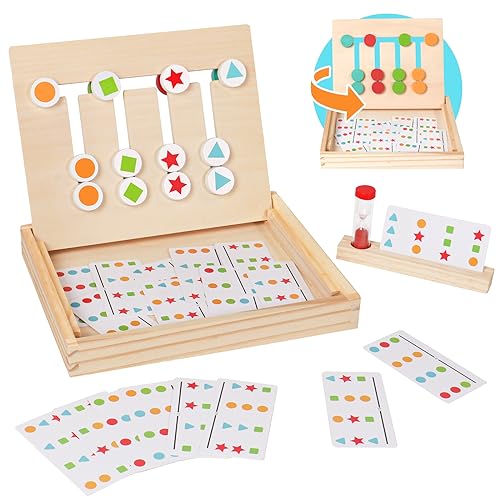 TONZE Montessori Spielzeug Holzspielzeug Puzzle Kinder Lernspiele Pädagogisches Montessori Spielzeug mit Sanduhr Spielzeug ab 3 4 5 6 Jahre Mädchen Jungen von TONZE