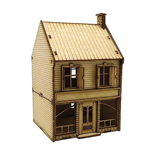 TOOYFUL 1/72 2-stufiges europäisches Haus aus Holz, Landschaftsbaumaterialien, DIY-Gemälde, Architekturszenenmodell für Modelleisenbahn-Dekorationsszene von TOOYFUL