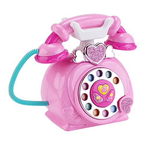 TOOYFUL Cartoon Telefon Spielzeug Storytelling Maschine mit Geschenkerkennungs Erleuchtungsspielzeug für Kleinkinder, Kinder, Die So Tun, Als Würden Sie Spiel, rosa von TOOYFUL