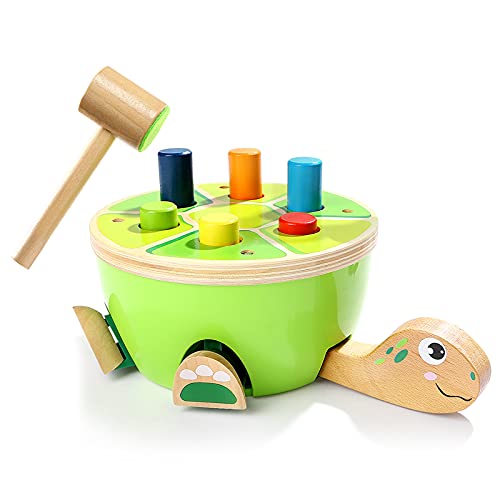 TOP BRIGHT Hammerspiel für Kinder ab 1 Jahre, Langlebiges Holzspielzeug mit Holzhammer, Holz Klopfspiel Geschenk ab 12 Monate Junge Mädchen, Klopfbank ab 1 2 3 Jahr von TOP BRIGHT