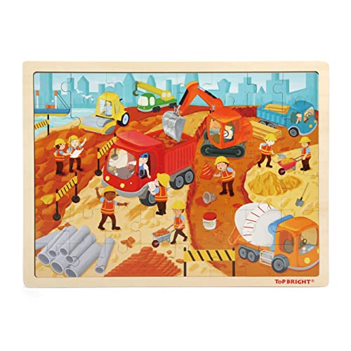 TOP BRIGHT Holzpuzzle Baustelle, 48 Teile von TOP BRIGHT