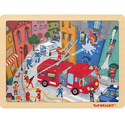 TOP BRIGHT Puzzle 24 Teile für Kinder-Feuerwehr, Puzzles ab 3 Jahren Jungen und Mädchen Geschenke von TOP BRIGHT