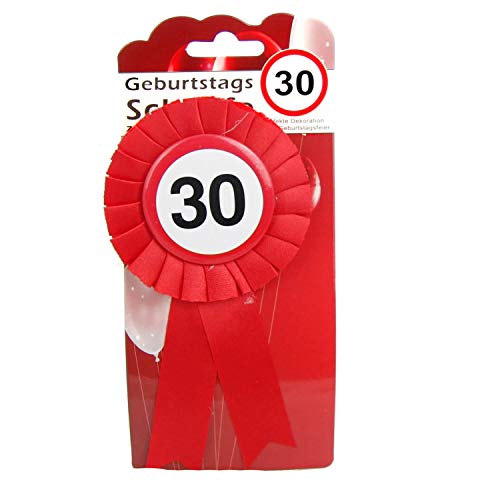 TOP TEN Geburtstags - Schleife Jahreszahl Button inkl. Sicherheitsnadel Abzeichen zum anstecken oder Dekoration Party (30) von TOP TEN