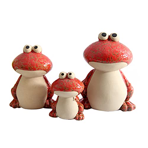 TOPBATHY 1 Frosch Dekorative Ornamente Figur Outdoor- Statue Puppe Schildkröte Groß Märchengarten Tiere Frösche Puzzle Zwerge Aquarium Frosch Sprungbrett Rot Keramik von TOPBATHY