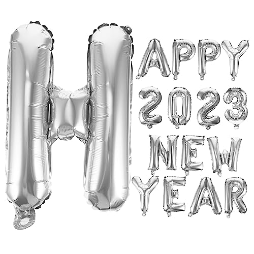 TOPBATHY 1 Satz 2023 Aluminiumfolienballon Luftballons Weihnachten Nye Dekorationen 2023 Luftballons in Handelsüblicher Qualität Feiertagsballons Ballballons Party Silvester-banner Silver von TOPBATHY