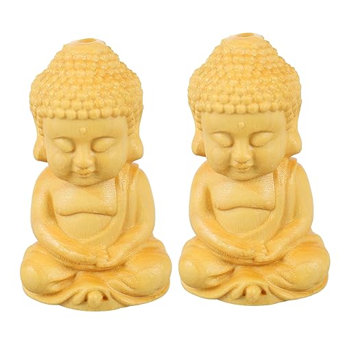 TOPBATHY 1 Satz 2st Buddha-zubehör Statuen Zubehör Für Schlüsselanhänger Ornamente Vintage Maitreya-Charme Buddhistische Verzierung Retro-schlüsselanhänger Buchsbaum Yellow von TOPBATHY