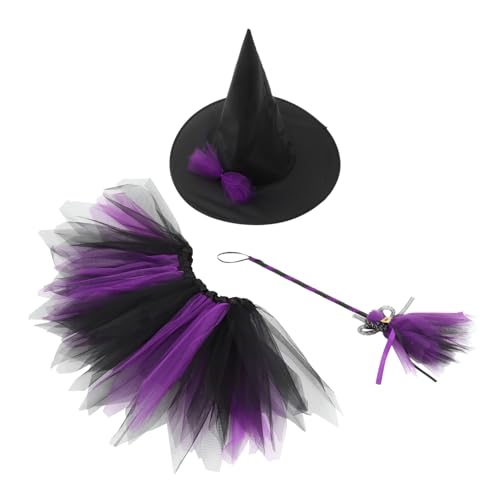 TOPBATHY 1 Satz Hexen verkleiden sich Vampir individueller Hexenhut Kostüme halloween dekoration halloween Kostümset Kinderkostüm Mädchen lustiges Kleid Gittergewebe Violett von TOPBATHY