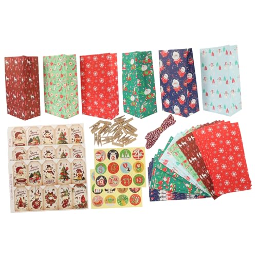 TOPBATHY 1 Satz Weihnachtstüte aus Papier Weihnachtstüten Weihnachts-Countdown-Kalender Weihnachtsgeschenktüte mit Süßigkeiten Geschenktüten Taschen bevorzugen Weihnachtstaschen von TOPBATHY