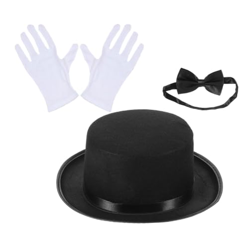 TOPBATHY Halloween Detektiv Cosplay Zubehör Zylinder Fliege Handschuhe Gentleman Stil Detektiv Rollenspiele Verkleidung Zubehör von TOPBATHY