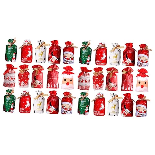 TOPBATHY 100 Stk Weihnachtsessen-Tasche Geschenktüten für Weihnachtsfeiern Geschenktüten behandeln christmas bags weihnachtliche geschenktüten weihnachtsgeschenktüten mit kordelzug von TOPBATHY