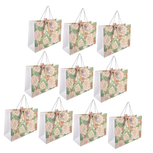 TOPBATHY 10st Rosen-geschenktüte Wiederverwendbare Einkaufstaschen Beutel Mit Klarsichtfenster Taschen Fallen Beutetaschen Für Den Kindergeburtstag Tragetaschen Masse Partytaschen Papier von TOPBATHY