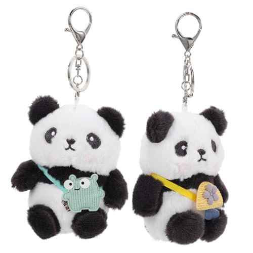 TOPBATHY 2 Stück Panda Schlüsselanhänger Panda Stofftier Schlüsselanhänger Cartoon Schlüsselanhänger Tier Taschenanhänger Mini Plüsch Panda Autoschlüsselanhänger Stoffbär von TOPBATHY