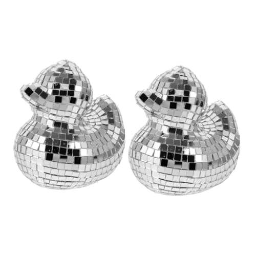 TOPBATHY 2St Disco-Ornamente Enten-Disco-Kugeln Entendekor Enten-Disco-Ornament heimische Tierfigur Discokugeln in Entenform Entenfigur Desktop-Dekoration Ente-Disco-Kugel Schaum Silver von TOPBATHY