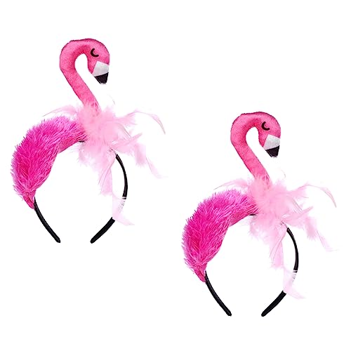 TOPBATHY 2St Flamingo-Stirnband verkleidung haarspange Kindergeburtstag Kopfschmuck Haarband Kostüm Stirnband Kinderflamingo-Geburtstagskopfschmuck Samt Rosa von TOPBATHY