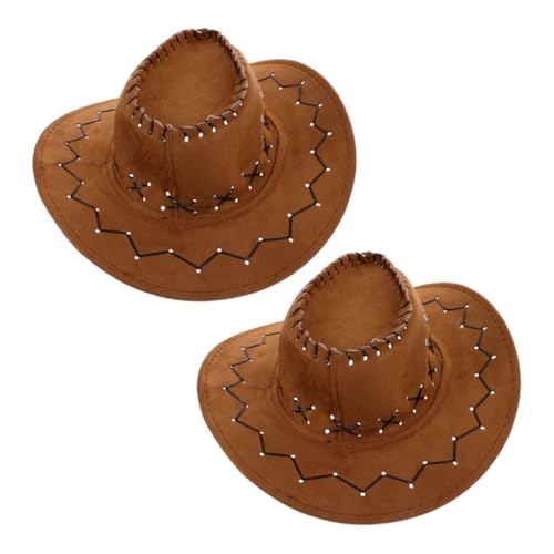 TOPBATHY 2st Western- -hut Fedora-hut Für Kinder Cowgirl-gastgeschenke Cowgirl-hut Für Kleine Mädchen Western-fedora-hut Hut Mit Breiter Krempe Jugend-cowgirl-hut Pu-leder Chocolate von TOPBATHY