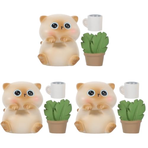 TOPBATHY 3 Sätze Mini-Kätzchen-Ornamente Statue Mini-Tiermodell Katze Miniaturfiguren Katzenfiguren Mini-Katzenfigur entzückende Figur Haustier Puppe Siam schmücken Mädchen Zubehör Harz von TOPBATHY