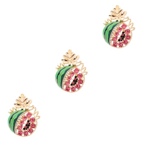 TOPBATHY 3St Wassermelonenbrosche Strass-Brosche Brosche mit Wassermelone geburtstags wassermelone brosche Wäscheklammern Cartoon-Brosche Retro-Pullover-Clips Zinklegierung von TOPBATHY