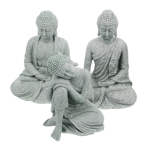 TOPBATHY 3st Zen-Buddha-Statue Aus Grünem Sandstein Buddha-skulptur-Dekoration Chinesisches Buddha-Statue Für Zen Buddha-Statue Für Aquarium Aquariumdekorationen Zen- Grey von TOPBATHY