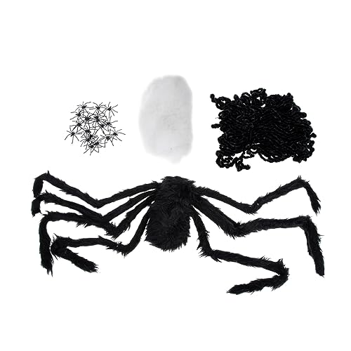 TOPBATHY 4 Sätze Halloween-Spinnennetz dekorative gefälschte Spinne interessante Spinnenrequisite Halloween Costume Halloween Kleidung Spielzeuge Party-Spinnennetz Party-Spinnenspielzeug von TOPBATHY