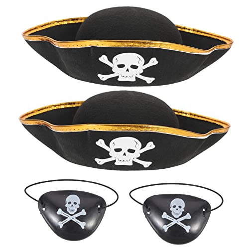 TOPBATHY 4 Stück Hut des Piratenkapitäns Kappen Piratenkostümhüte Dreispitz Piratenhut Kostüm Mützen Piratenhut für chaps piratin hut Mützen -Patch Stoff Black von TOPBATHY