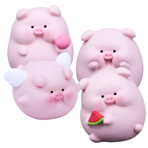 TOPBATHY 4 Stück Schweinchen Ornament Hühnchen-Squeeze- Plüsch Gummiartig Roboter Gadgets Mauspad Süß Mini-Fidget-spielzeuge Frosch Tastatur-zappelspielzeug Zappeln Rosa Harz von TOPBATHY