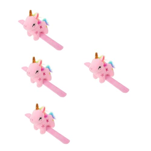 TOPBATHY 4 Stück Slap-Armband Armbandspielzeug Spielzeugarmband Einhorn Party Dekorationen Einhorn Stofftier klopfendes Armband Armbänder Spielzeuge Schlagbänder Partygeschenk Plüsch Rosa von TOPBATHY