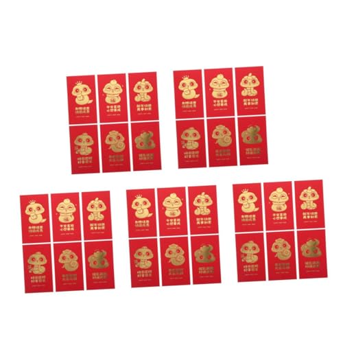 TOPBATHY 5 Sätze 5 Sets Heißprägung Roter Umschlag Geldbeutel Chinesisches Neujahr Hongbao Schlange Chinesisches Hongbao Frühlingsfest Rotes Paket Hohler Umschlag Chinesischer 24 Stück * 5 von TOPBATHY