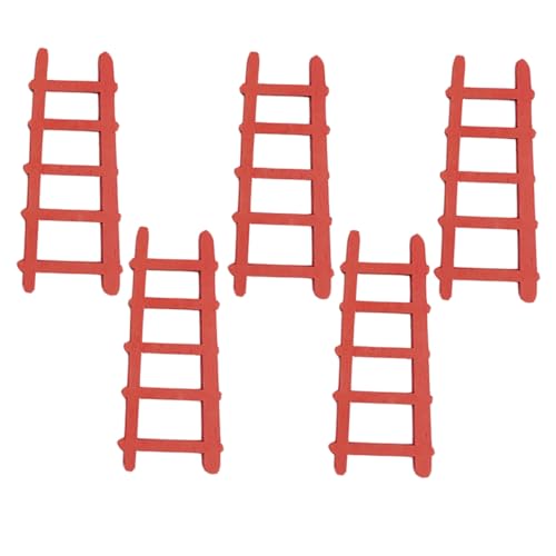 TOPBATHY 5St Puppenhausleiter holzleiter anlegeleiter Holz Puppenhaus-Accessoire Puppenhaus-Landschaftsbau Step Ladder Puppenhausdekoration Miniatur-Trittleiter Leiter für DIY rot von TOPBATHY