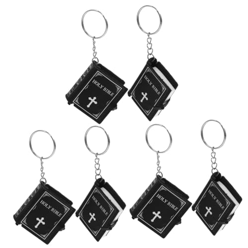 TOPBATHY 6 Stk Schlüsselanhänger Bibelanhänger Taschenanhänger Mini Buch Anhänger christliche Taschenbibel Jesus-Charme Rucksackverzierungen Bibel hängende Dekoration Abs Black von TOPBATHY