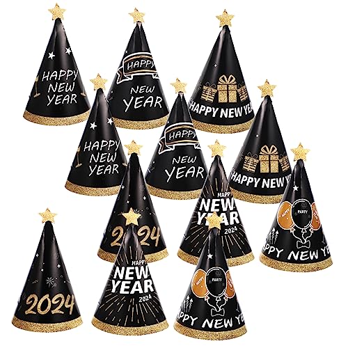 TOPBATHY 60 STK Kegelpapierhüte des neuen Jahres Neujahrshüte Zubehör für Silvester-Partyhüte frohes neues Jahr partyhüte Happy Times neujahrswunsch fot frohes neues Jahr hüte neujahr dekor von TOPBATHY