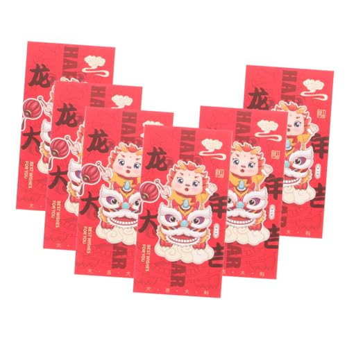 TOPBATHY 6St Roter Umschlag zum Jahr des Drachen Mondneujahrsumschläge Festival rote Umschläge hong bao chinese new year chinesisch neujahr Frühlingsfest rotes Paket Drachenpakete Papier von TOPBATHY