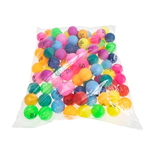 TOPBATHY 100st Farbe Zahlenball Bingo-zahlenkugeln Pong-bälle Mini-Bingo-Kugeln Ersatz-Bingo Bier Pong B? Nummern Bedruckte Bälle Rote Rufbälle Karneval Spielbälle Poolball Plastik Lotterie von TOPBATHY