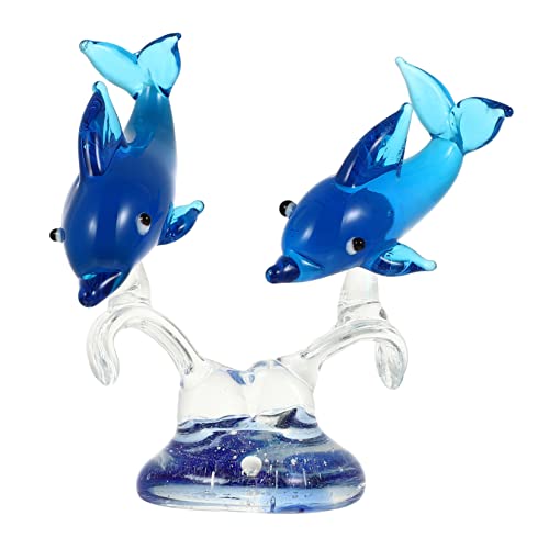 TOPBATHY Delphin-Ornament - Wal Figur Muscheln -Aquarium Schwimmbad Riff Dekorationen Für Aquarien Frosch-Ornamente Meereskuscheltiere Plüsch Glas Blue von TOPBATHY