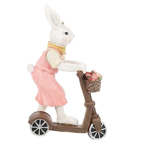 TOPBATHY Fahrradkaninchenverzierung hasenfiguren Hasen Cartoonfigur Futterstelle für Kaninchen Meerschweinchen Heu Vor Exquisite Kaninchendekore Tischplatte Kleiner Hase Harz Rosa von TOPBATHY